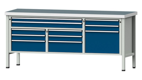 Établis ANKE Établi en caisson, modèle 283 V, 2000 x 700 x 900 mm, RAL 7035/5010, UBP 50 mm, 304.559