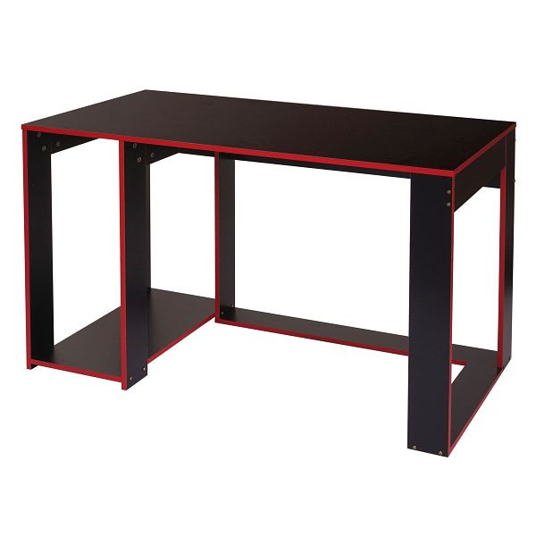 Bureau Mendler HWC-J26, table de bureau pour ordinateur, 120x60x76cm, noir-rouge, 75834