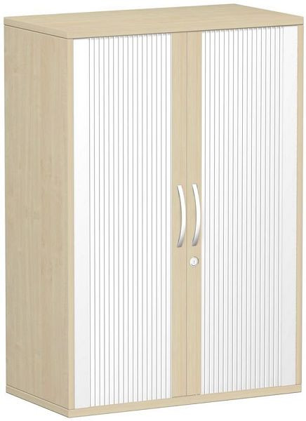 geramöbel panneau supérieur d'armoire à volets roulants 25 mm, avec pieds, verrouillable, 800x425x1182, argent/érable, S-383110-SA