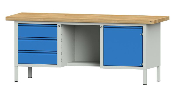 Établis ANKE établi à caissons, modèle 355 E, 2000 x 700 x 850 mm, RAL 7035/5012, BMP 50 mm, 510.409