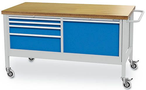 Chariot d'atelier Bedrunka+Hirth T736 R 24-24, 2x50, 1x100 mm, 1x200, 1x400 mm, tiroir à extension complète 100%, 1500 x 750 x 860 mm, 04.15.14V