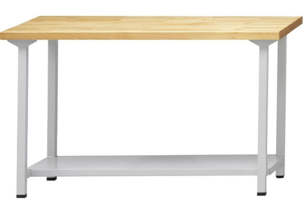Table de travail ANKE; 1500 x 800 mm; RAL 7035; Tablette en tôle d'acier de 600 mm de profondeur