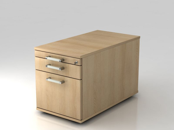 Conteneur roulant Hammerbacher 80cm, 1 tiroir, 1 HR, serrure poignée chromée chêne, 42,8x51,2x80 cm, 1/2/6 HE, VTC20/E/E/CE