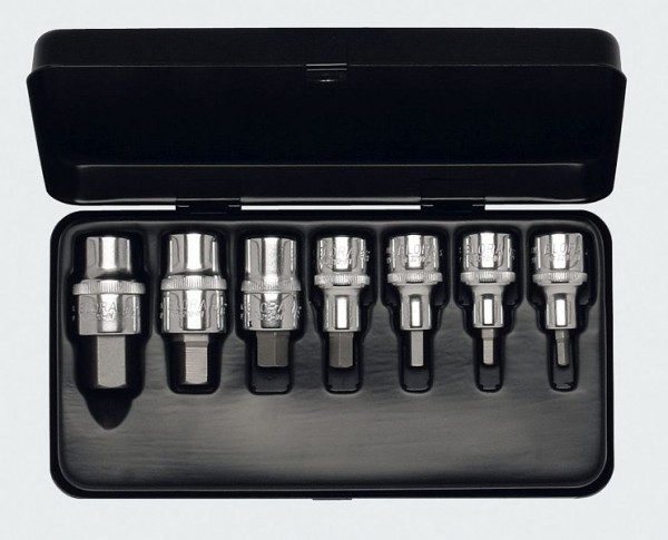 Jeu de clés à douille ELORA 1/2 ", emboîture hexagonale, titane, 9 pièces 4-19 mm, 770-INMTIN, 0770550202500