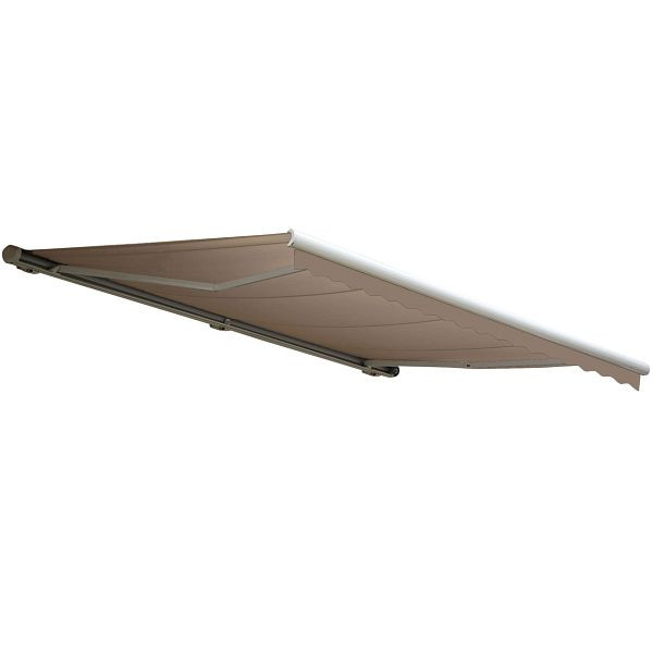 Store à cassette électrique Mendler T122, cantonnière à cassette complète 4x3m, polyester sable, 58226+34432+62474