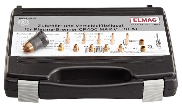 Kit d'accessoires et de pièces d'usure ELMAG pour torche plasma CP40 MAR (5-30 ampères) pour Power Plasma 3035/M-, 00055