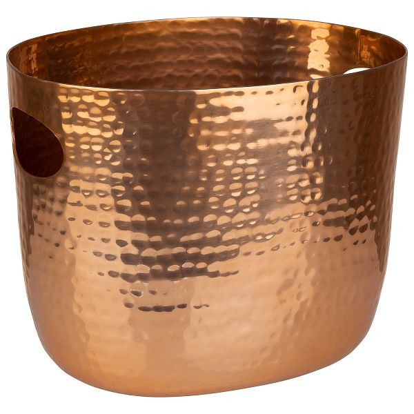 Refroidisseur à vin/champagne APS, 25,5 x 19 x 20 cm, aluminium, aspect cuivre, surface martelée, avec 2 ouvertures latérales, 3,9 litres, 36108