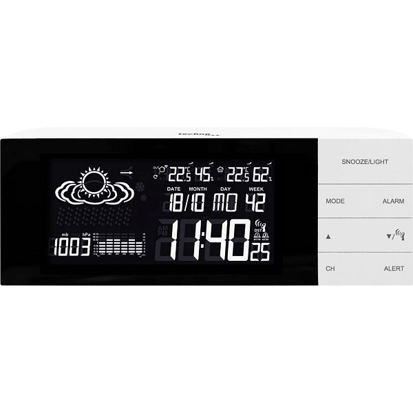 Station météo Technoline, radio-réveil DCF-77 avec possibilité de réglage manuel, dimensions : 230 x 84 x 40 mm, WS 6870