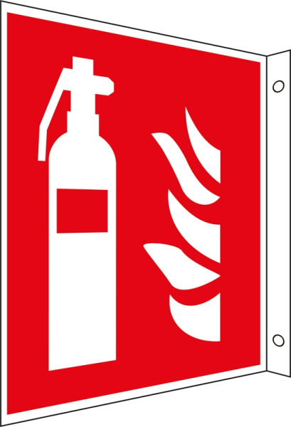 Panneau drapeau Eichner protection incendie "extincteur", L x H : 30 x 30 cm, aluminium, photoluminescent HI 150, 9225-13625-030