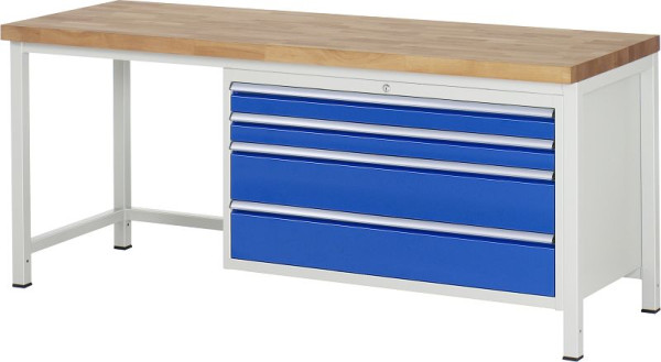 Etabli RAU série 8000 - modèle 8361, L2000 x P700 x H840-1040 mm, base système L1995 x P650 x H800-1000 mm, 03-8361A1-207B4H.11