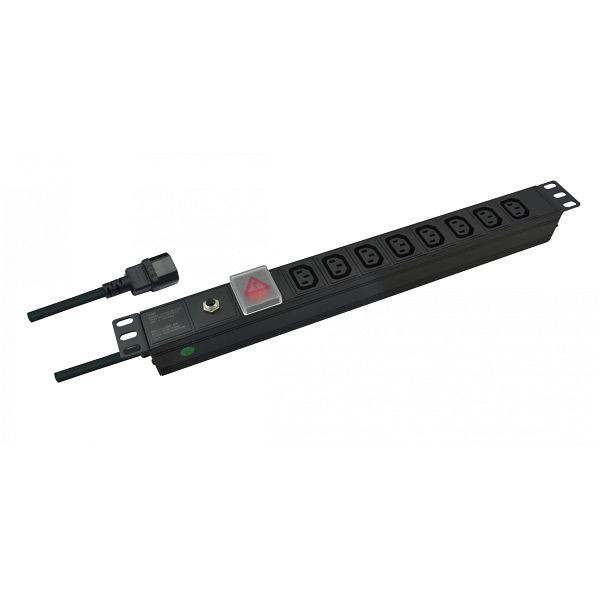 Helos Multiprise 19" PROFESSIONAL, 8 prises C13, noir 2,0m, avec interrupteur, 262837