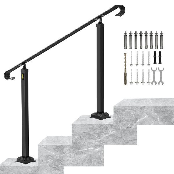Rampe d'escalier VEVOR 100 x 13,5 x 97 cm, hauteur : jusqu'à 32 cm, idéale pour escaliers de 1 à 3 marches avec kit de montage, noir, LTFS1MLZFS0000001V0