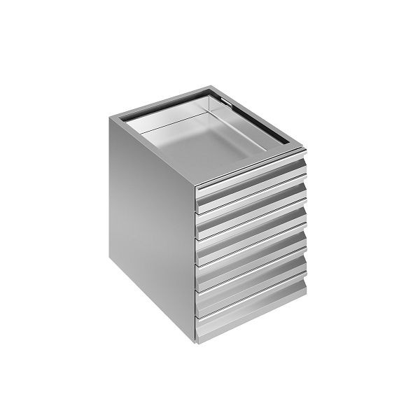 Bloc tiroir Vaiotec 6x bacs à pizza pour table de travail 700 / L : 500 mm, 10876