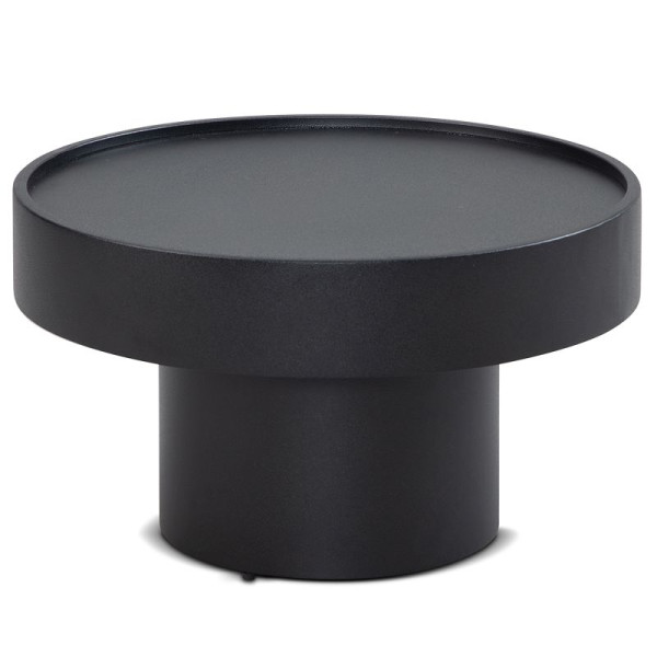 Wohnling table basse 60x60x30 cm métal noir table de canapé ronde, table de salon en forme de champignon, fer, moderne, WL6.759