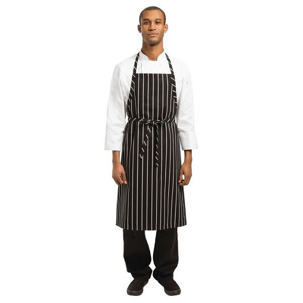 Tablier à bavette Chef Works Premium rayé noir et blanc, B248