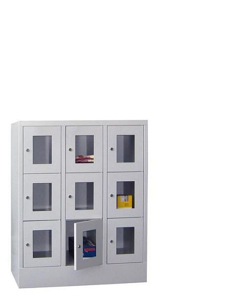 Armoire vestiaire Pavoy avec base 1187/500/900, 3l x 3h, serrure à cylindre, largeur de compartiment 300, hublot, 61213-333-091-118300