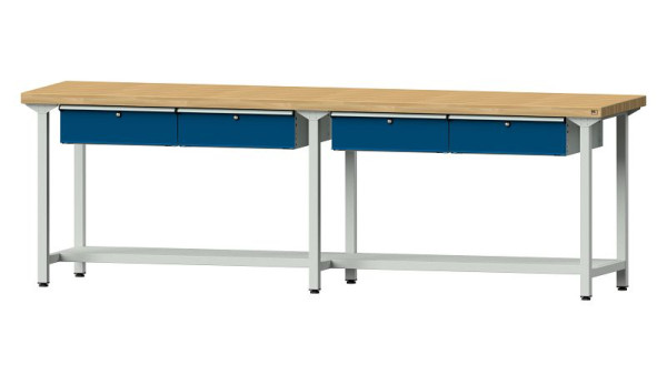 Bancs de travail ANKE table de travail, modèle 95, 2800 x 700 x 900 mm, RAL 7035/5010, BMP 50 mm, 400.435