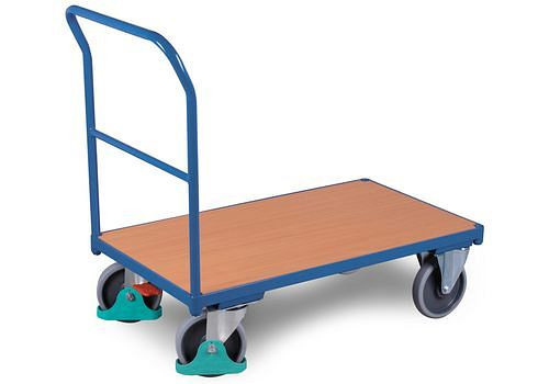 Chariot à barre de poussée DENIOS DENIOS classic-line en acier, 1030 x 600 mm, capacité de charge 500 kg, 258-214