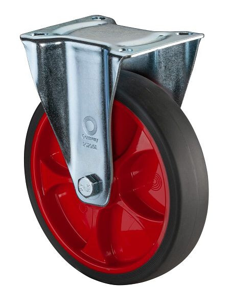 Rouleaux de transport à rouleaux fixes BS, roue en caoutchouc thermoplastique, pneu gris, roulement à rouleaux, plaque, diamètre : 160 mm, pack : 2 pièces, L410.B44.161.03