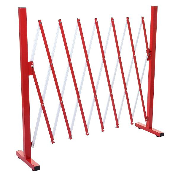 Barrière Mendler HWC-B34, barrière de sécurité extensible, aluminium rouge-blanc, hauteur 103cm, largeur 28-200cm, 64374