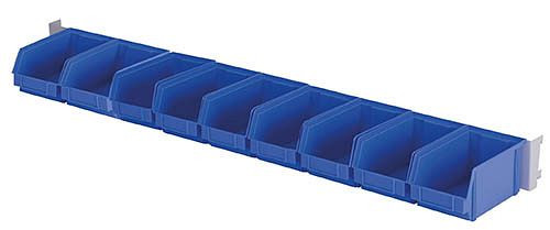 Porte-conteneurs Bedrunka+Hirth, 1000 mm, à suspendre entre les colonnes de support, avec bacs de rangement visibles : taille 3, 6 x 145x230x125, 07.89.19