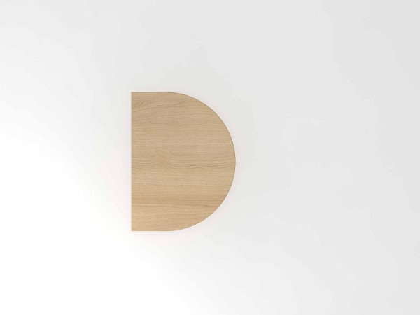 Table d'appoint Hammerbacher avec pied de support/console double 60x80cm chêne/blanc, arrondie pour fixation sur un bureau, VXBA60/E/W