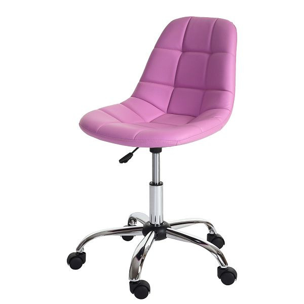 Chaise pivotante Mendler HWC-A60, tabouret de travail pour chaise de bureau, siège baquet similicuir, rose, 47824