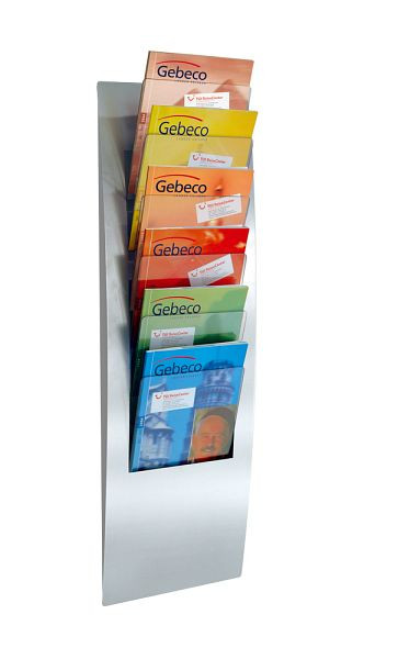 Porte-brochures mural Kerkmann Varia, L 310 x P 100 x H 1020 mm, aluminium argenté, 43650714