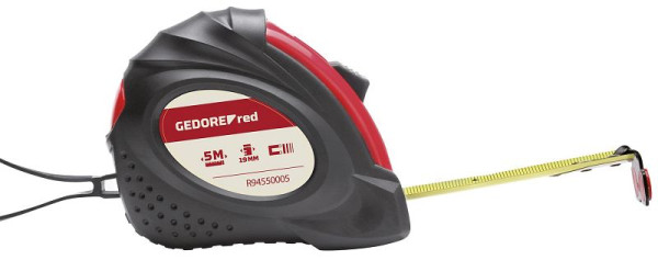 Mètre ruban rouge GEDORE, longueur 5 m, largeur du ruban 19 mm, classe II, 3301428