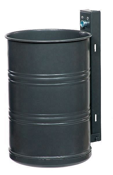 Conteneur à déchets Renner d'environ 20 L, non perforé, pour montage mural et sur poteau, galvanisé à chaud et revêtement par poudre, fer mica anthracite, 7003-01PB DB703
