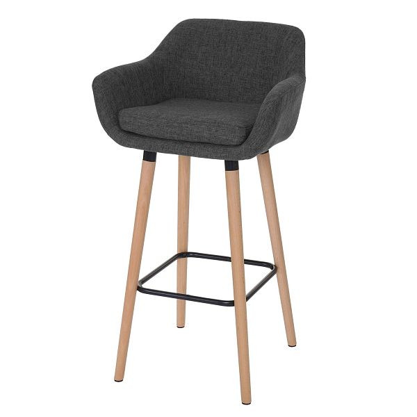Tabouret de bar Mendler Malmö T381, tabouret de bar tabouret de bar, textile, gris foncé, 74320
