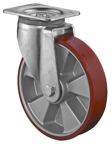 Roulette robuste BS Wheels, largeur de roue 50 mm, Ø roue 200 mm, capacité de charge 800 kg, polyuréthane coulé 95 Shore A, corps de roue en aluminium, roulements à billes, L600.B90.200