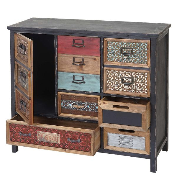 Armoire d'apothicaire Mendler HWC-A43, commode, aspect shabby vintage en bois de sapin massif 84x90x32cm, 57069