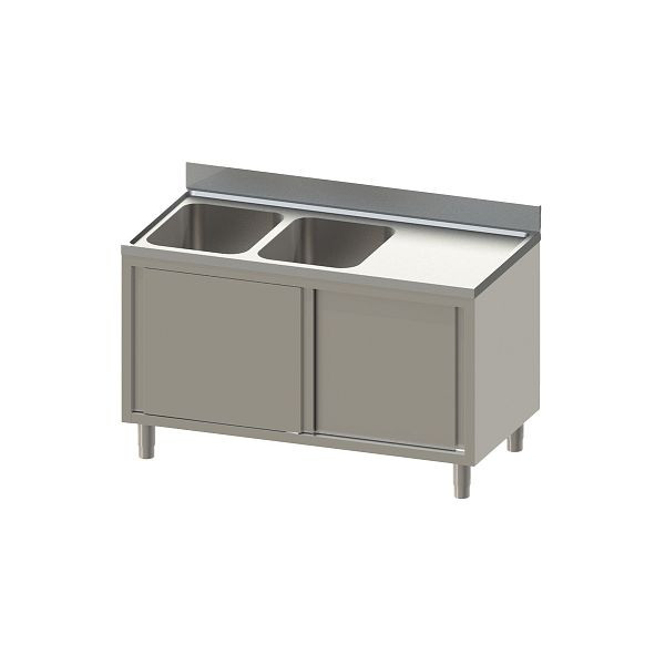 Meuble évier Vaiotec TOPLINE 600 / 2 vasques à gauche avec portes coulissantes L : 1400 mm, 10823
