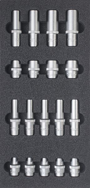Gamme de chariots d'atelier SW-Stahl, clé à douille 1/2", profil E, 18 pièces, Z3013-23