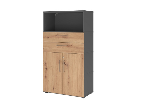 Armoire combinée Hammerbacher, 4OH, graphite/chêne ast, VFW48K2KG/G/R/BS