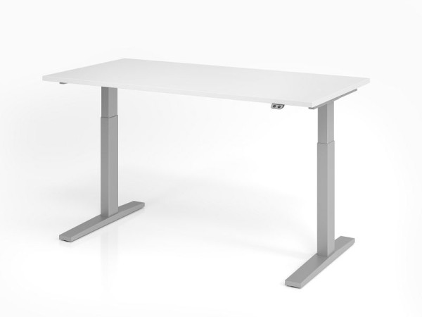 Bureau Hammerbacher XMKA16, 160 x 80 cm, plateau : blanc, épaisseur 25 mm, chant épais en ABS, forme rectangulaire, VXMKA16/W/S