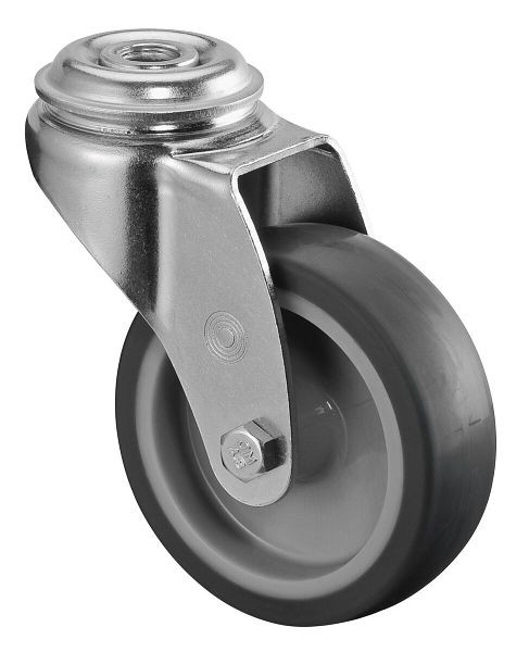 Rouleau d'appareil BS rollers, largeur de roue 25 mm, roue Ø 75 mm, capacité de charge 60 kg, bande de roulement en caoutchouc gris, palier lisse, lot de 8, A301.A80.075