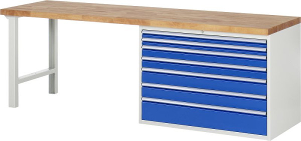 Etabli RAU série 7000 - modèle 7717, L2500 x P700 x H890 mm, base système L2500 x P650 x H850 mm, 03-7717A1-257B4M.11