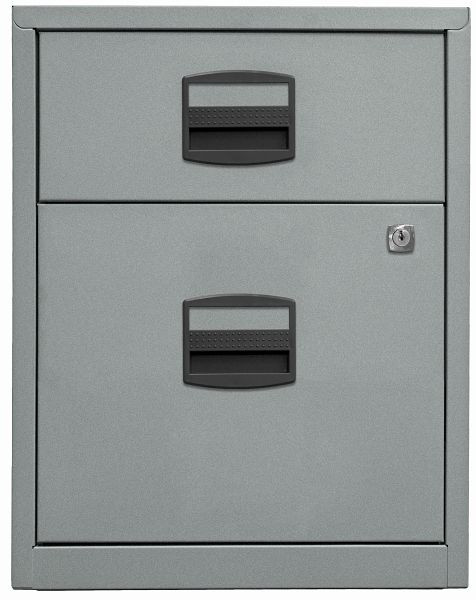 armoire latérale mobile PFA, 1 tiroir universel, 1 tiroir HR, argenté, PFAM1S1F355