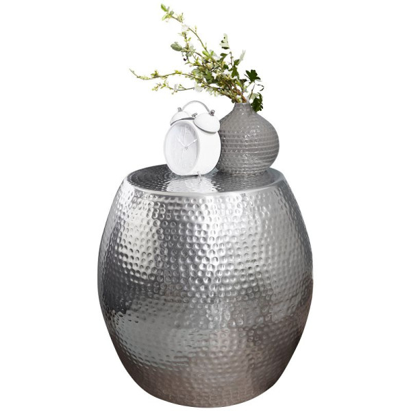 Wohnling table d'appoint PEDRO 42 x 42 x 42 cm aluminium argent rond oriental, WL5.466