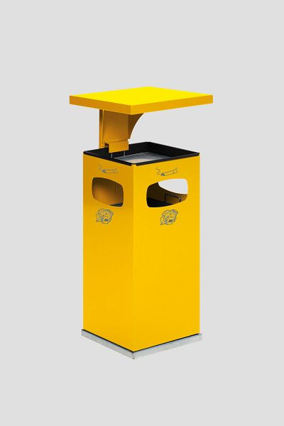 VAR poubelle / cendrier B 32 avec auvent avec insert intérieur, jaune, 12171