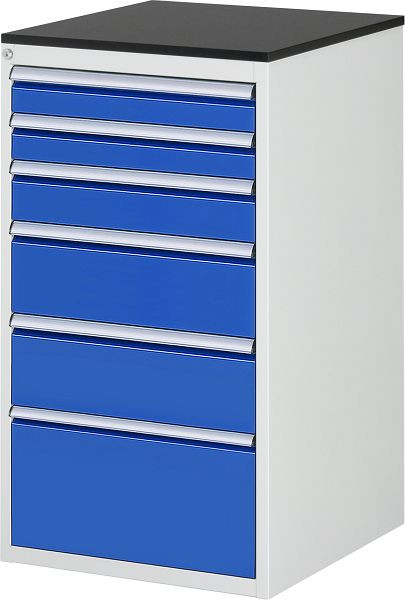 Armoire à tiroirs RAU série 7000, L580 x P650 x H1030 mm, plan de travail avec revêtement en résine mélamine, tiroirs : 4xH90, 1xH120, 3xH150 mm, 13-L7.7A-M.11