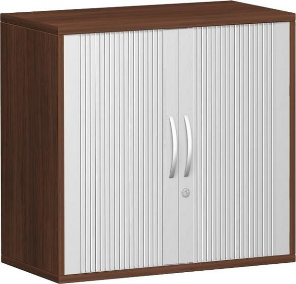 Armoire à volets roulants croisés à ajouter geramöbel 1 étagère décorative, avec pieds réglables, verrouillable, 800x425x720, argent/noyer, N-10Q7208-SN