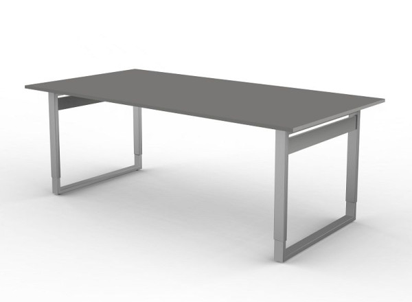 Kerkmann bureau extra large / table de réunion avec structure en fer, forme 5, L 2000 x P 1000 x H 680-820 mm, graphite, 11405712