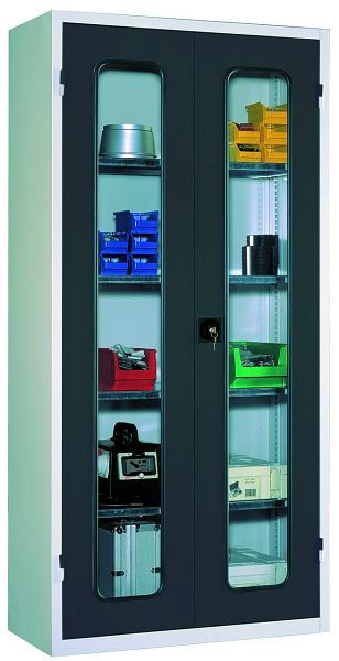 Meuble de rangement KLW, 1950 x 950 x 430 mm, portes avec vitres en verre acrylique, 7FN-LF1950FD-0194XRB
