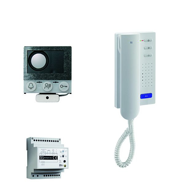 TCS audio:pack installation pour 1 unité résidentielle, avec haut-parleur intégré ASI12000 + 1x interphone ISH3030 + centrale BVS20, PAIH010/004