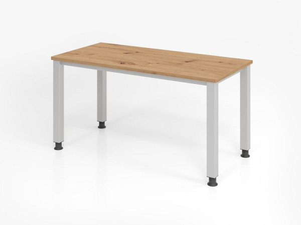 Bureau Hammerbacher QS614, 140 x 67 cm, plateau : chêne noueux, épaisseur 25 mm, chant ABS 2 mm, forme rectangulaire, VQS614/R/S