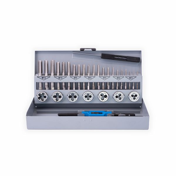 Jeu de filetages combinés GSR 32 pièces métriques M3 - M12 HSSG pour filetages internes et externes, 00708070