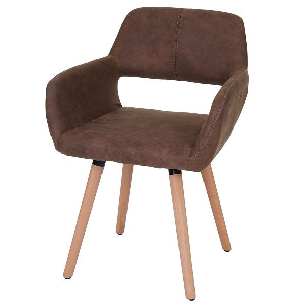 Mendler HWC-A50 II ensemble de 6 chaises de salle à manger, chaise de cuisine, design rétro des années 50, textile, marron vintage, pieds légers, 6x59101